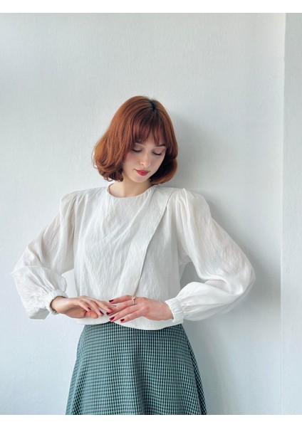 Alisa Kapaklı Retro Gömlek Kadın Beyaz modelleri