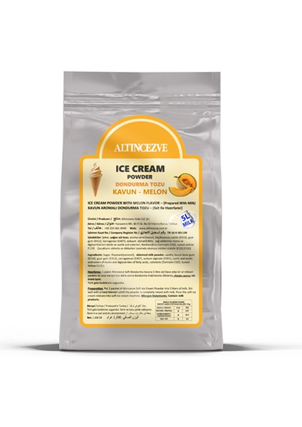Dondurma Tozu Kavunlu 1.300 gr - (5l Süt)