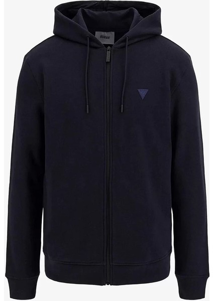 Erkek Lacivert Aldwin Fermuarlı Hooded Sweatshirt