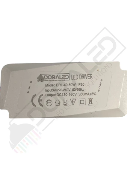 Dora Led 40-50W 350MA 130-160V Power LED Driver IP20 Power LED Sürücü