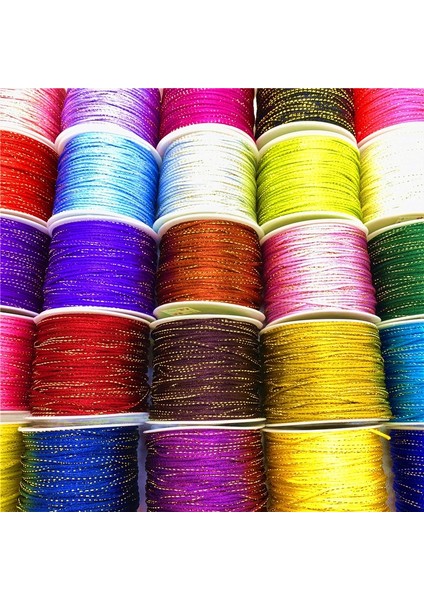 No.26 Tarzı 5 Yards 2mm Renkli Altın Tel Çin Düğüm Hattı Kordon Ipek Saten Kordon Naylon Kordon Dıy El Yapımı Örgü Dize Kordonları (Yurt Dışından)