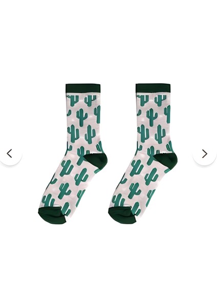 Socks And More Kaktüs Bitki Desenli Renkli 7'li Çorap Kutusu Unisex Renkli