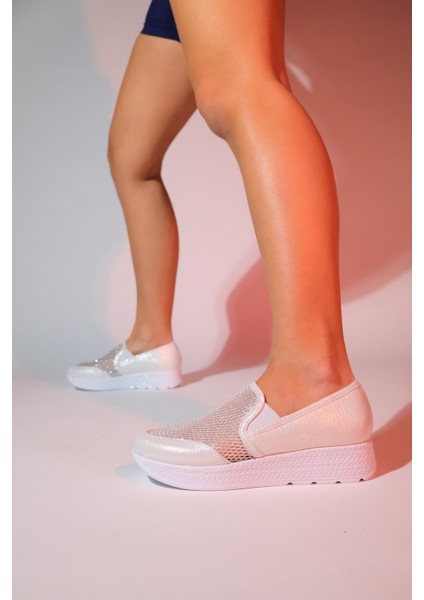 Purcan Sedef Simli Fileli Kalın Tabanlı Kadın Günlük Ayakkabı modelleri