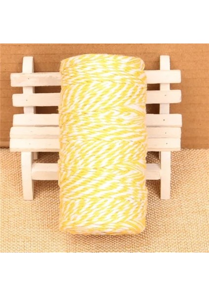Sarı Beyaz Stil 100 M * 2 mm Çift Renk Pamuklu Fırıncı Halat Sicim El Yapımı Aksesuarlar Için Düğün Parti Dekorasyon Hediye Dıy Sarma (Yurt Dışından)
