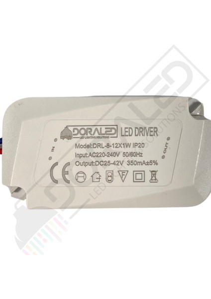 8-12X1W 350Ma 25-42V Power Led Driver IP20 Power Led Sürücü