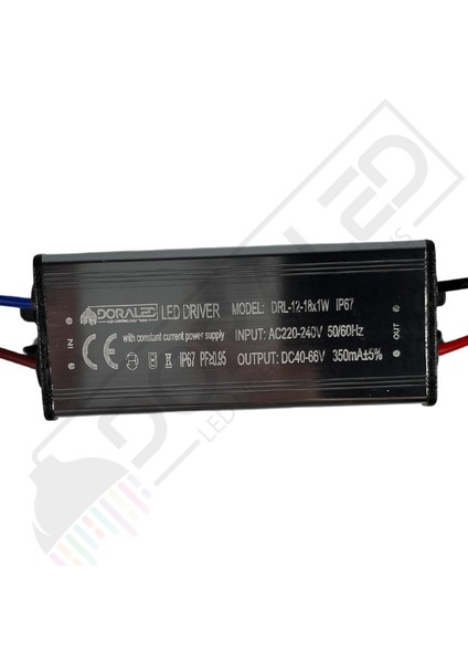 12-18X1W 350Ma 40-66V Power Led Driver IP67 Power Led Sürücü
