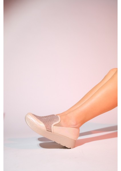 Purcan Bej Simli Fileli Kalın Tabanlı Kadın Günlük Ayakkabı modelleri