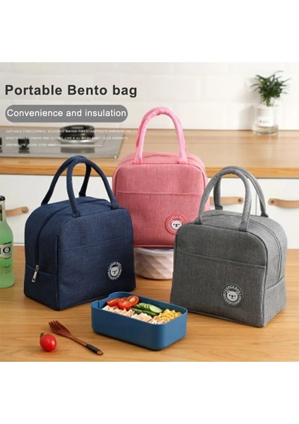 Gri Stil Taşınabilir Öğle Yemeği Çantası Soğutucu Tote Hangbag Yalıtımlı Kutu Erkekler Kadınlar Çocuklar Için Tuval Termal Gıda Konteyner Seyahat Lunchbox (Yurt Dışından)