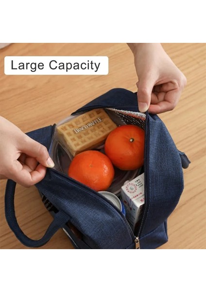 Gri Stil Taşınabilir Öğle Yemeği Çantası Soğutucu Tote Hangbag Yalıtımlı Kutu Erkekler Kadınlar Çocuklar Için Tuval Termal Gıda Konteyner Seyahat Lunchbox (Yurt Dışından)