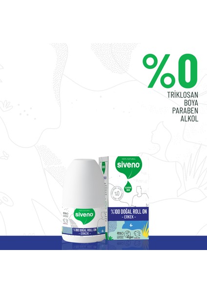 %100 Doğal Roll-On Erkek Deodorant Bitkisel Leke Bırakmayan Vegan 50 ml X3 Adet