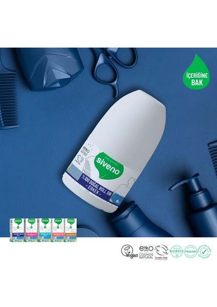 %100 Doğal Roll-On Erkek Deodorant Bitkisel Leke Bırakmayan Vegan 50 ml x 3 Adet