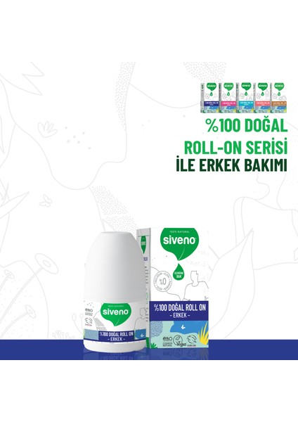 %100 Doğal Roll-On Erkek Deodorant Bitkisel Leke Bırakmayan Vegan 50 ml x 3 Adet