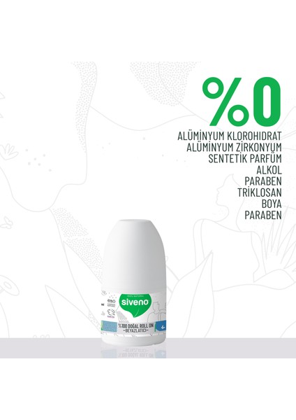 %100 Doğal Roll-On Beyazlatıcı Etkili Deodorant Ter Kokusu Önleyici Bitkisel Lekesiz Vegan 50 ml x 2 Adet