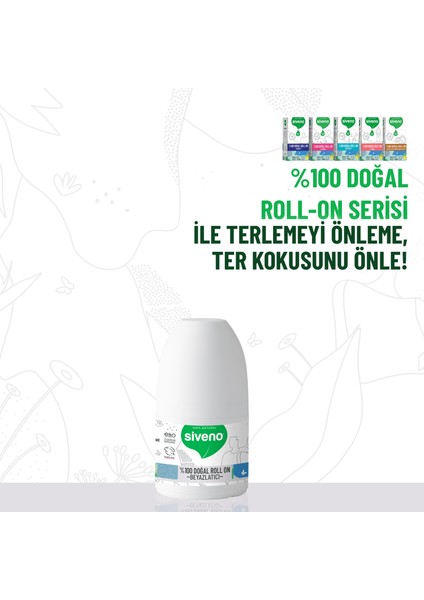 %100 Doğal Roll-On Beyazlatıcı Etkili Deodorant Ter Kokusu Önleyici Bitkisel Lekesiz Vegan 50 ml x 2 Adet