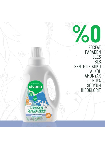 %100 Doğal Çamaşır Sabunu %100 Bitkisel Deterjan Yumuşatıcı Gerektirmez Konsantre Vegan 750 ml X 3 Adet