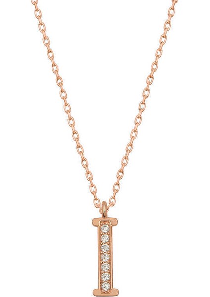 Gümüş Rose I Harfi Kadın Kolye