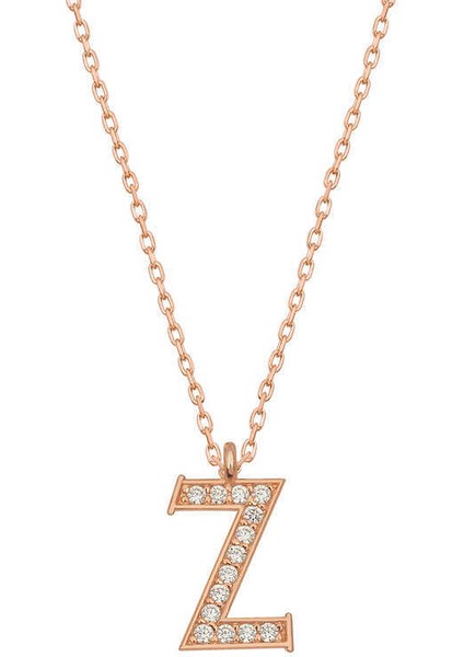 Gümüş Rose Z Harfi Kadın Kolye