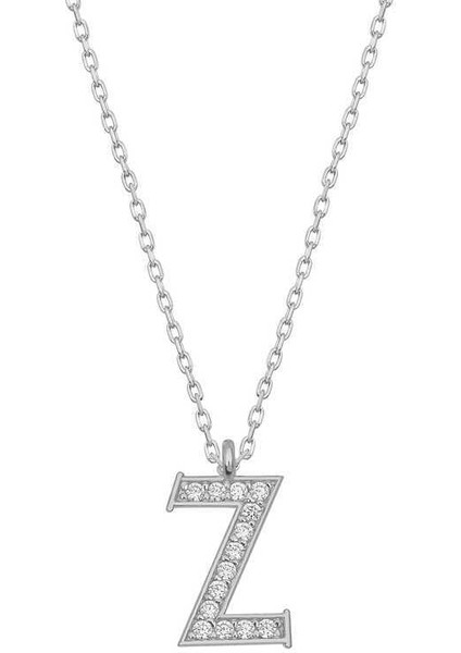 Gümüş Rodyum Z Harfi Kadın Kolye