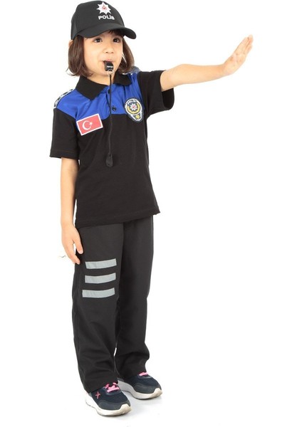 Toplum Destekli Çocuk Polis Kıyafeti Kısa Kollu