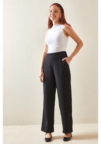 Siyah Arka Kemeri Detaylı Palazzo Pantolon 5YXK5-48171-02 modelleri