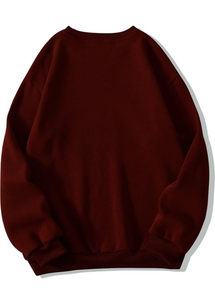 Kadın Basic 0 Sıfır Yaka Baskısız Düz Oversize Salaş Bol Kesim Polar Sweatshirt fiyatları