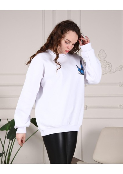 Kadın Butterfly Baskılı Sweatshirt