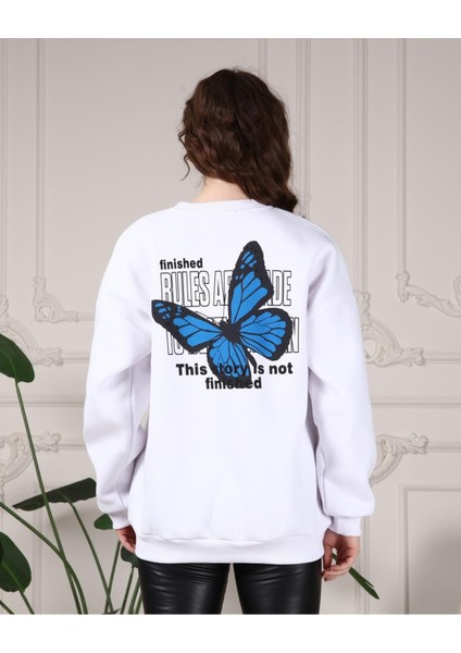 Kadın Butterfly Baskılı Sweatshirt