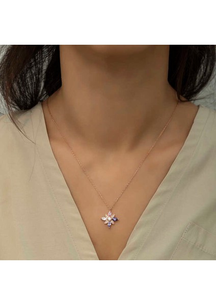 Gümüş Rose Mix Taşlı Umut Çiçeği Kolye fiyatları