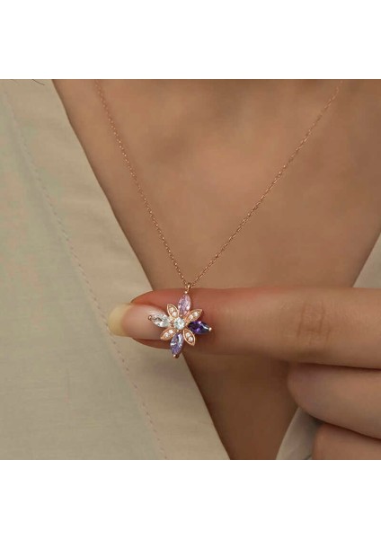 Gümüş Rose Mix Taşlı Umut Çiçeği Kolye indirimleri