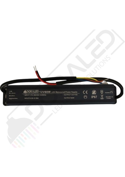 12 Volt 5 Amper IP67 Su Geçirmez Dış Cephe LED Adaptör 60 Watt
