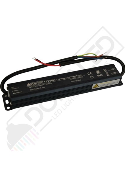 12 Volt 5 Amper IP67 Su Geçirmez Dış Cephe LED Adaptör 60 Watt