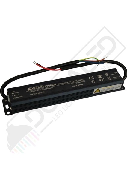 12 Volt 5 Amper IP67 Su Geçirmez Dış Cephe LED Adaptör 60 Watt