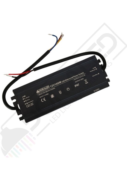 12 Volt 8,3 Amper IP67 Su Geçirmez Dış Cephe LED Adaptör 100 Watt