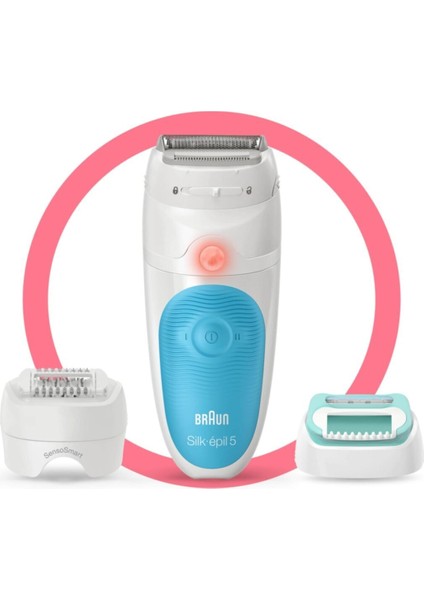 Silk-épil 5 5610 SensoSmart Kablosuz Islak & Kuru 4 Ek Parçalı 3'ü 1 Arada Epilatör