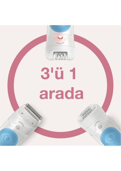 Silk-épil 5 5610 SensoSmart Kablosuz Islak & Kuru 4 Ek Parçalı 3'ü 1 Arada Epilatör