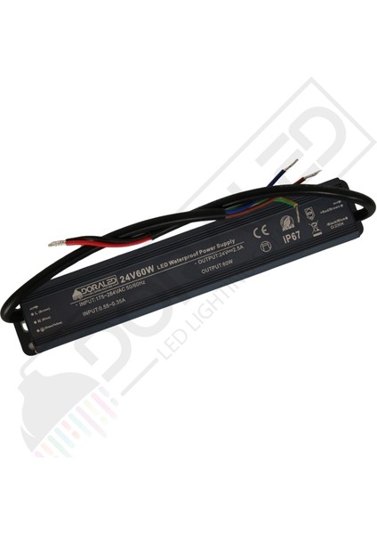 24 Volt 2,5 Amper IP67 Su Geçirmez Dış Cephe LED Adaptör 60 Watt