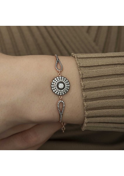 Serra Jewels Gümüş Rose Elmas Montür Çiçek Bayan Bileklik