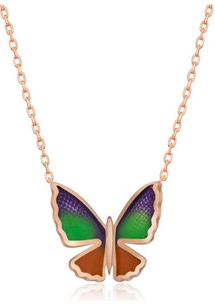 Gümüş Rose Minimal Kelebek Bayan Kolye