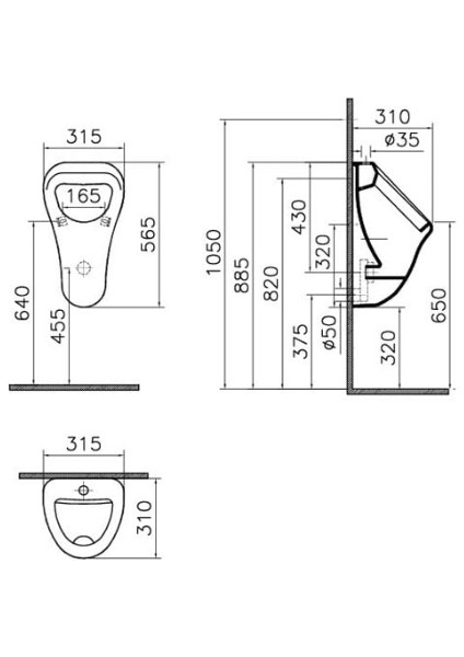 Vitra Arkitekt Pisuvar Üstten Su Girişli 6202L003-0198