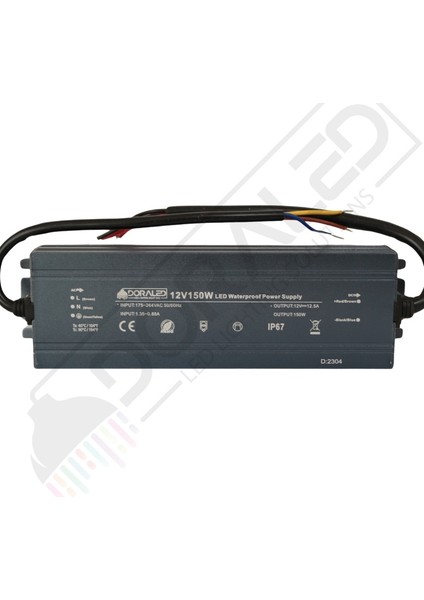 12 Volt 12,5 Amper IP67 Su Geçirmez Dış Cephe LED Adaptör 150 Watt