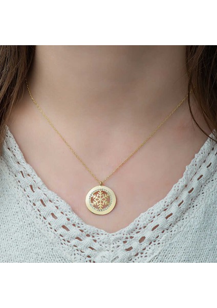 Gümüş Gold Kar Tanesi Bayan Kolye modelleri