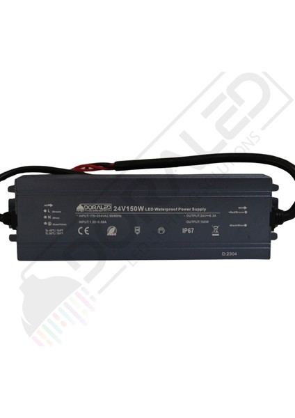 24 Volt 6,3 Amper IP67 Su Geçirmez Dış Cephe LED Adaptör 150 Watt