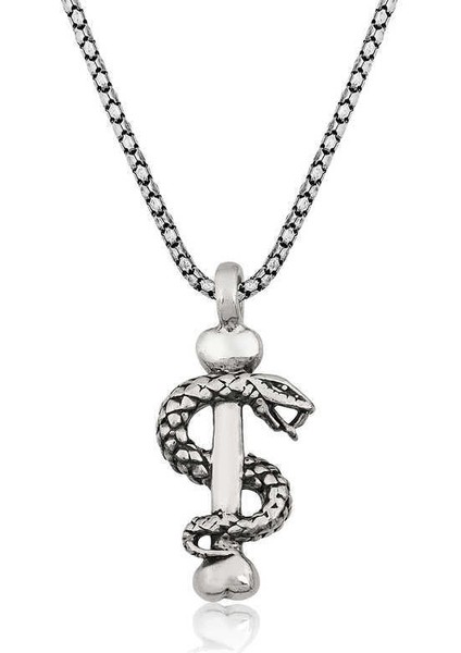 Gümüş Yılan Erkek Kolye