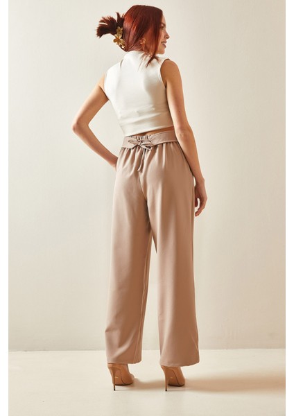 Bej Arka Kemeri Detaylı Palazzo Pantolon 5YXK5-48171-25