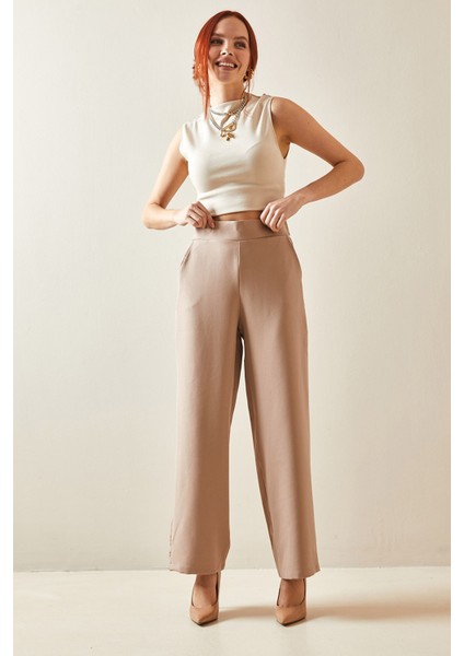 Bej Arka Kemeri Detaylı Palazzo Pantolon 5YXK5-48171-25 fiyatları