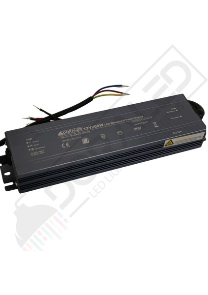 12 Volt 16,7 Amper IP67 Su Geçirmez Dış Cephe LED Adaptör 200 Watt