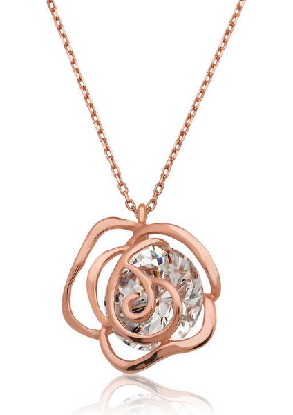 ​Gümüş Rose Gül Kadın Kolye