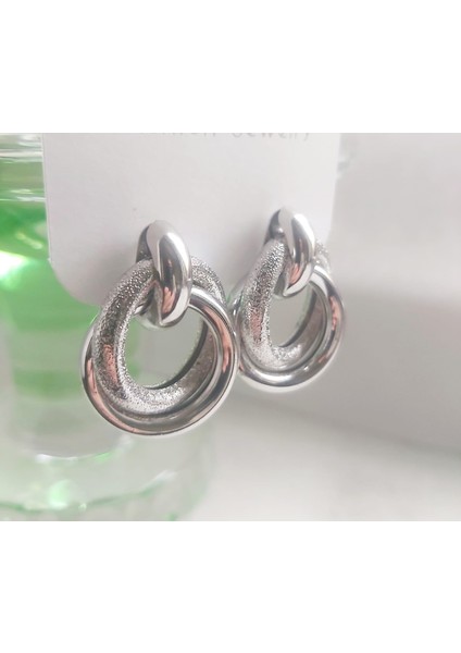 Işıltılı Iç Içe Geçmiş Ikili Silver Renkli Halka Küpe modelleri