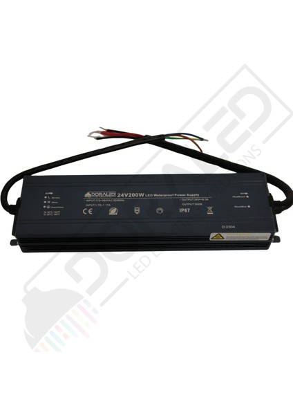 24 Volt 8,3 Amper IP67 Su Geçirmez Dış Cephe LED Adaptör 200 Watt
