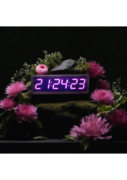 Sanec Saniyeli Dijital LED Duvar ve Masa Saat ve Derece - Pembe (Kasa Ölçüsü: 15X50 Cm)